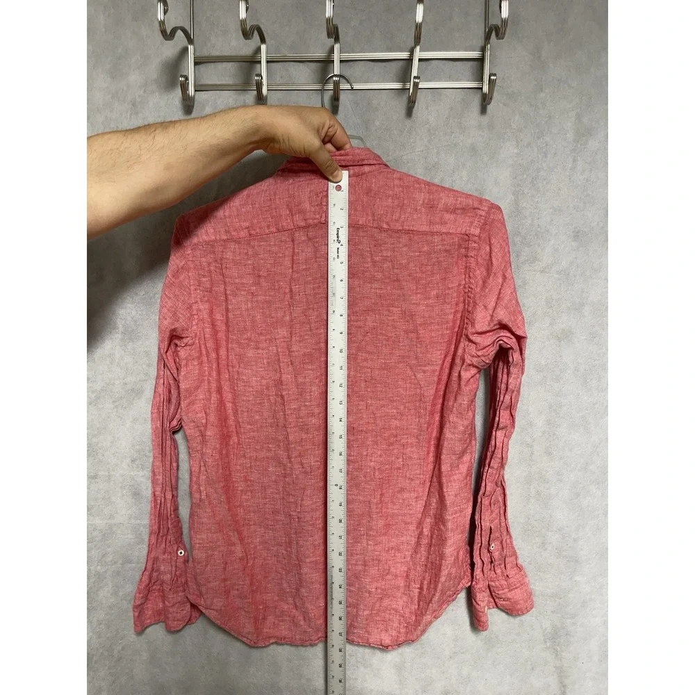 Banana Republic Shirt Men's M Red‎ Linen Camden Button Up Casual Academia Hybrid
